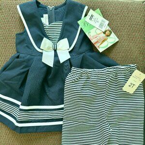 Girls Size 2T Two Piece Formal Navy Dress Bonnie Jean NWT